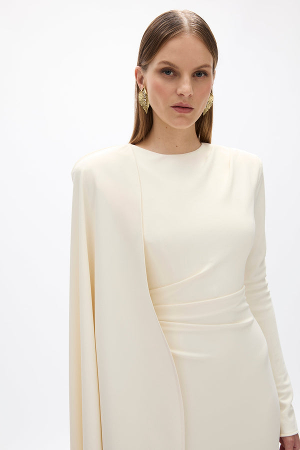 Rachel Gilbert Dion Cape Gown Creme | Shop Rachel Gilbert Online – Rachel Gilbert US