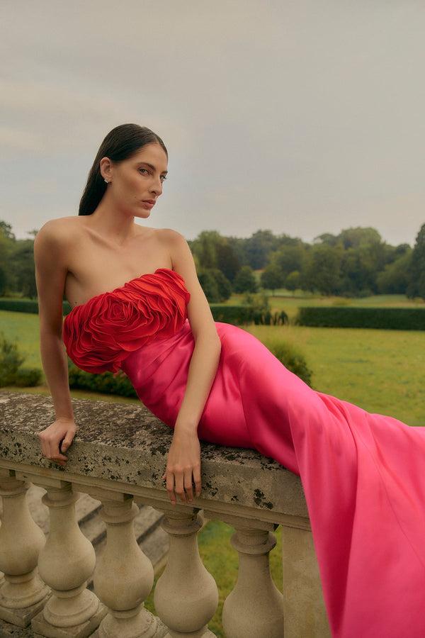 Rachel Gilbert Fiorella Gown Fuschia/Red | Shop Rachel Gilbert Online – Rachel Gilbert US