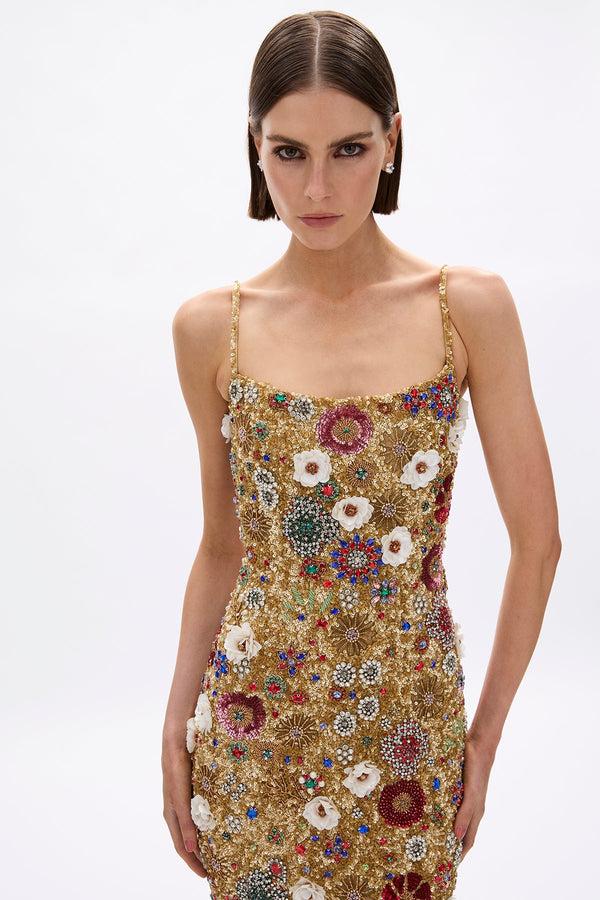 Rachel Gilbert Francesca Gown Gold Multi | Shop Rachel Gilbert Online – Rachel Gilbert US