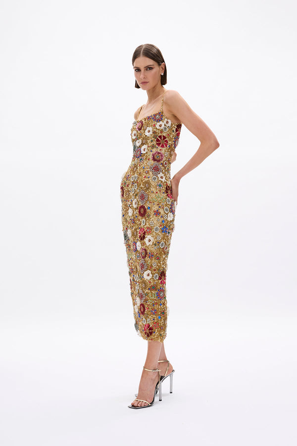 Rachel Gilbert Francesca Gown Gold Multi | Shop Rachel Gilbert Online – Rachel Gilbert US