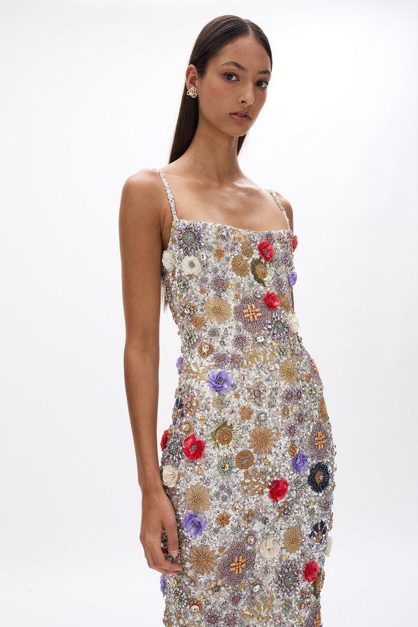 Rachel Gilbert Francesca Gown Silver Multi | Shop Rachel Gilbert Online – Rachel Gilbert US