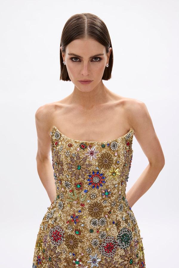 Rachel Gilbert Francesca Strapless Star Mini Gold | Shop Rachel Gilbert Online – Rachel Gilbert US