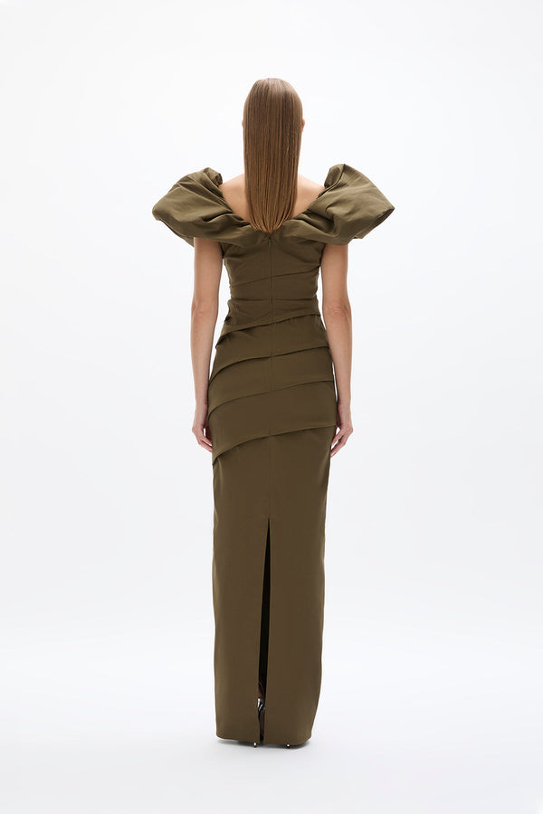 Rachel Gilbert Frey Gown Olive | Shop Rachel Gilbert Online – Rachel Gilbert US