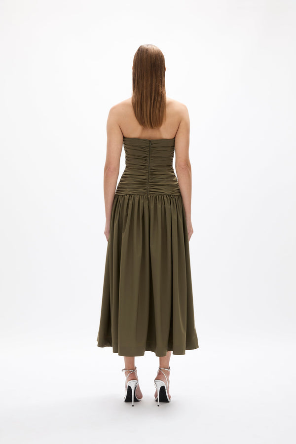 Rachel Gilbert Gale Strapless Dress Army | Shop Rachel Gilbert Online – Rachel Gilbert US