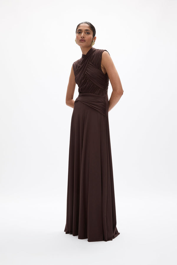 Rachel Gilbert Juniper Gown Chocolate | Shop Rachel Gilbert Online – Rachel Gilbert US