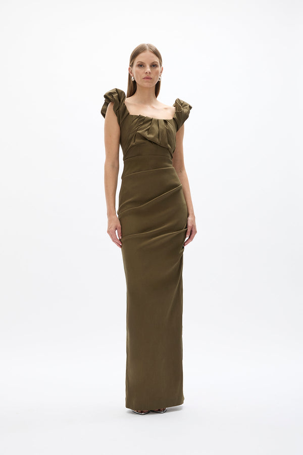 rachel gilbert Kalina Gown Olive | Shop Rachel Gilbert Online – Rachel Gilbert US