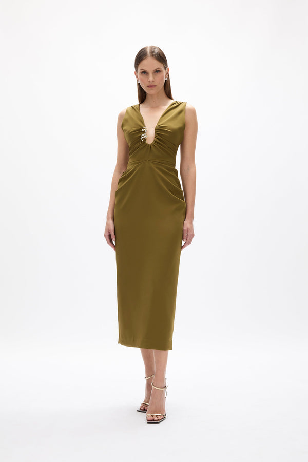 Rachel Gilbert Martina Dress Army | Shop Rachel Gilbert Online – Rachel Gilbert US