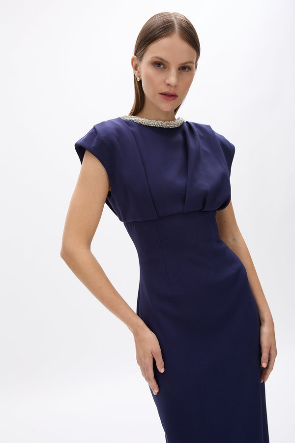 Rachel Gilbert Orion Trim Gown Navy | Shop Rachel Gilbert Online – Rachel Gilbert US