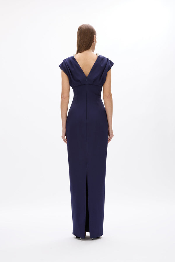 Rachel Gilbert Orion Trim Gown Navy | Shop Rachel Gilbert Online – Rachel Gilbert US