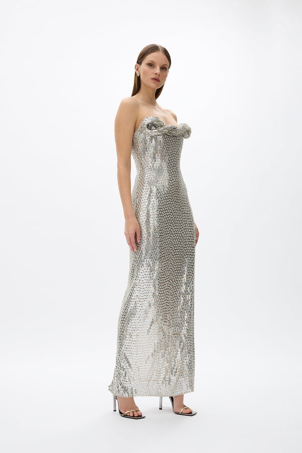 Rachel Gilbert Rosalie Gown Silver | Shop Rachel Gilbert Online – Rachel Gilbert US