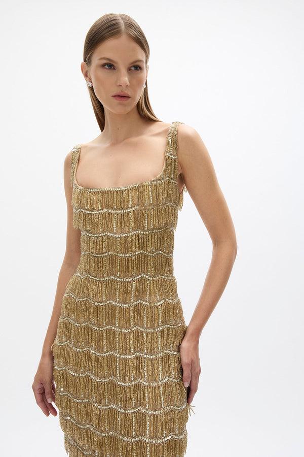 Rachel Gilbert Sadie Gown In Gold | Shop Rachel Gilbert Online – Rachel Gilbert US