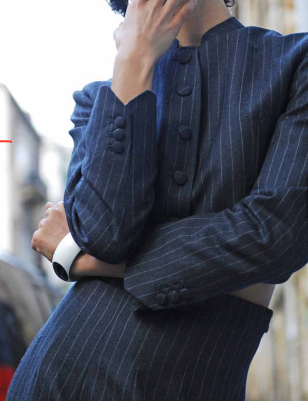 Racil MATILDA CROPPED JACKET In Charcoal Pinstripe – RACIL