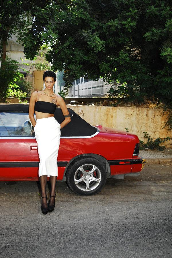 racil OLIVIA TUXEDO SKIRT in ivory – RACIL