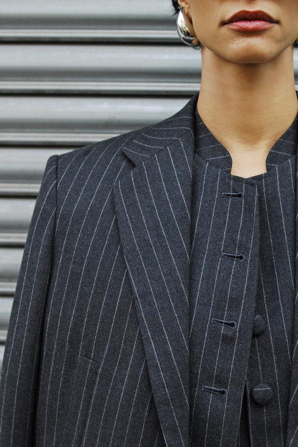 Racil TONY WAISTCOAT In Charcoal Pinstripe – RACIL