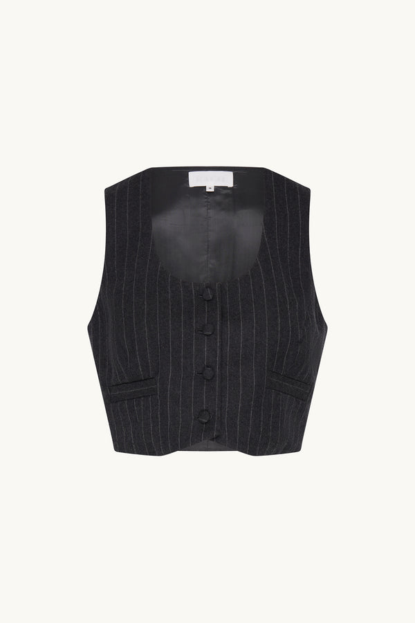 Racil TONY WAISTCOAT In Charcoal Pinstripe – RACIL