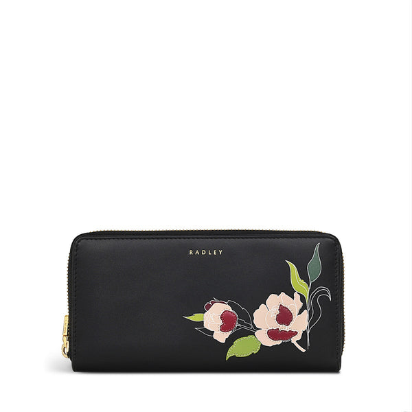 radley london Black Large Zip Around Matinee | Wild Roses AW24 | Radley