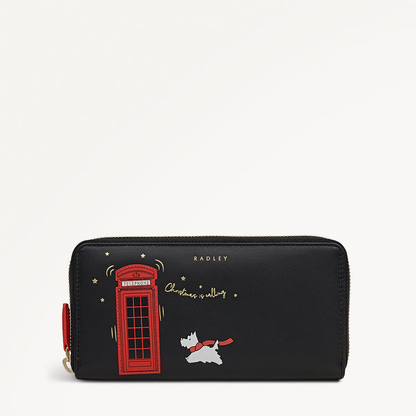 radley london Black Large Zip Around Wallet | Christmas Is Calling AW25 | Radley London