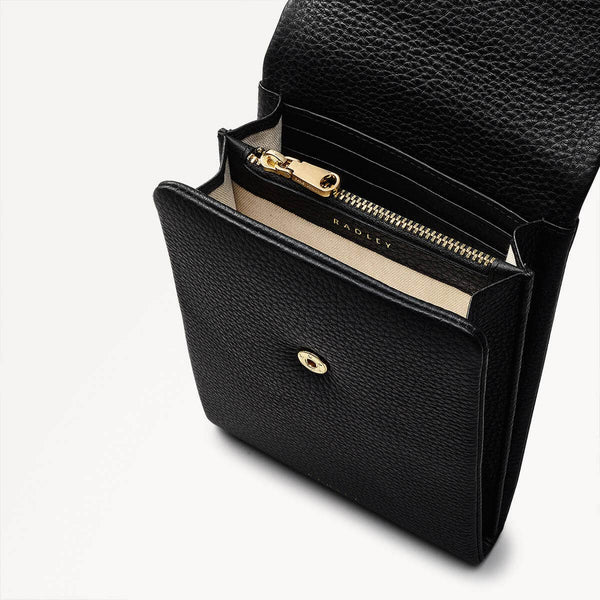 Radley London Black Leather Phone Bag With Adjustable Strap | Mallow Street SS25 | Radley