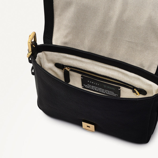 Radley London Black Leather Small Flapover Crossbody Bag | RHS Collection SS25 | Radley