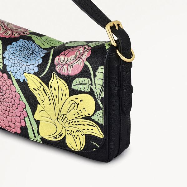 Radley London Black Leather Small Flapover Crossbody Bag | RHS Collection SS25 | Radley