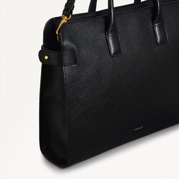 Radley London Black Leather Zip Laptop Bag | The Rathbone SS25 | Radley