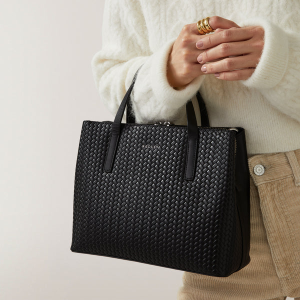 Radley London Black Medium Grab Bag | Dukes Place Icon Weave Emboss AW24 | Radley