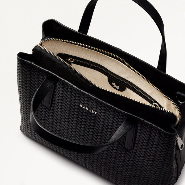 Radley London Black Medium Grab Bag | Dukes Place Icon Weave Emboss AW24 | Radley