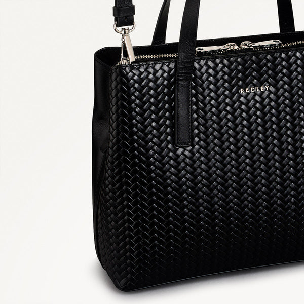 Radley London Black Medium Grab Bag | Dukes Place Icon Weave Emboss AW24 | Radley