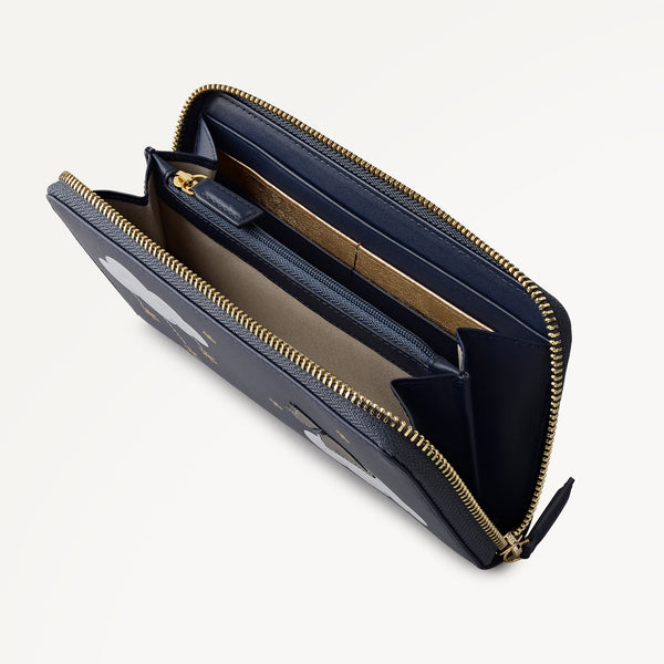 Radley London Dark Blue Large Zip Around Wallet | It's Written In The Snowflakes AW25 | Radley London