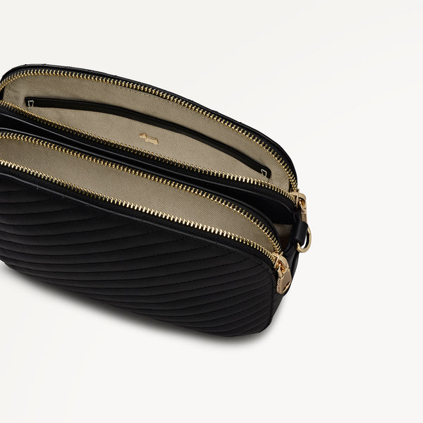 Radley London Dukes Place - Diagonal Quilt Medium Ziptop Cross Body Black - 113061