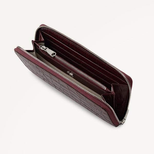 Radley London Dukes Place - Faux Croc Large Zip Around Wallet Dark Cherry - 113147