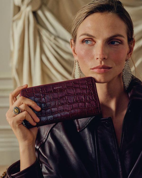 Radley London Dukes Place - Faux Croc Large Zip Around Wallet Dark Cherry - 113147