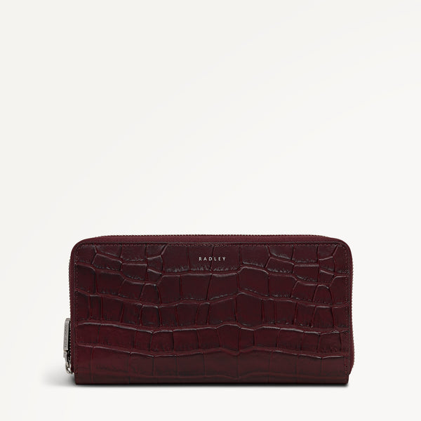 radley london Dukes Place - Faux Croc Large Zip Around Wallet Dark Cherry - 113147