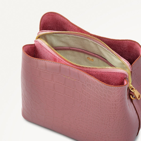 Radley London French Rose Pink Compartment Bag | Dukes Place Croc AW25 | Radley