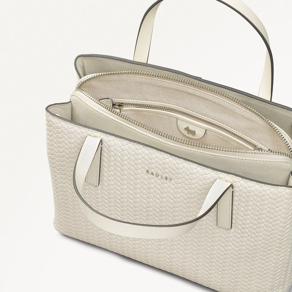 Radley London Leather Ziptop Grab Bag Chalk | Dukes Place Weave SS25 | Radley