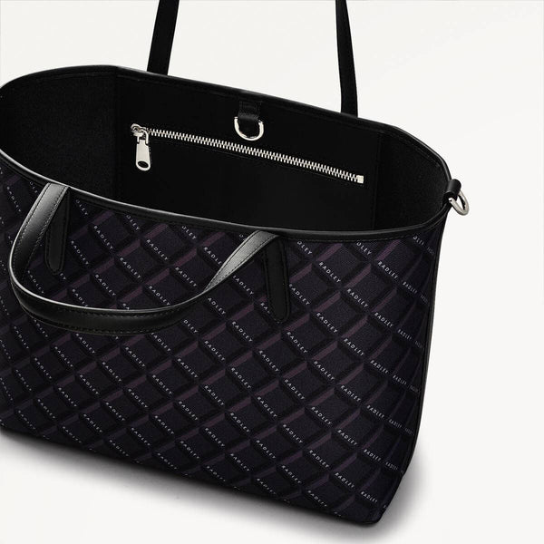 Radley London Open Top Black Grab Bag | Southwell Gardens Abstract Geo SS25 | Radley