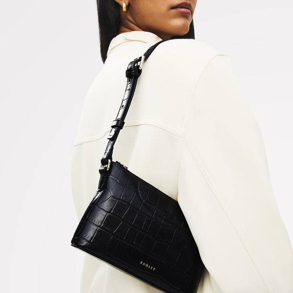 Radley London Pockets - Faux Croc Mini Ziptop EW Shoulder Black - 113027