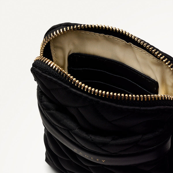 Radley London Responsible Black Phone Crossbody Bag | Holland Park Quilt AW24 | Radley