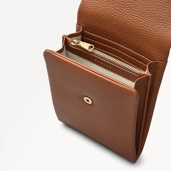 Radley London Saddle Brown Leather Phone Bag | Mallow Street SS25 | Radley