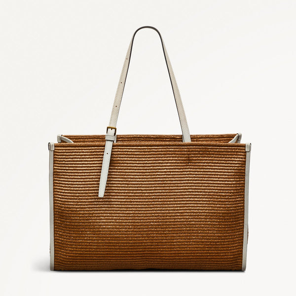Radley London Saddle Brown Open Top Tote Bag | The Burlington Raffia SS25 | Radley