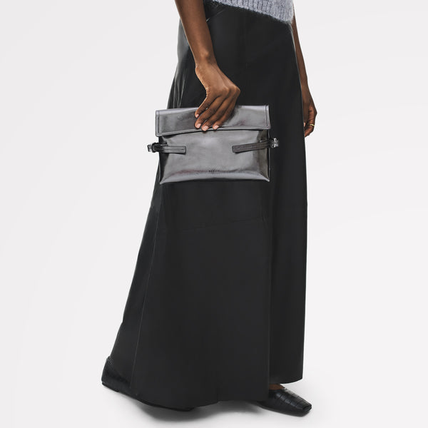 Radley London Silver Medium Flapover Clutch Bag | Fleet Street AW25 | Radley London