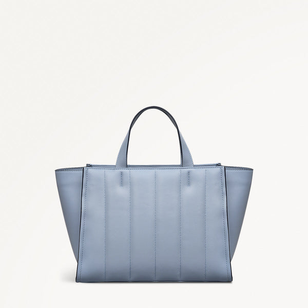 Radley London Smoke Blue Luxury Blue Leather Handbag Grab | Oak Street Quilt SS25 | Radley