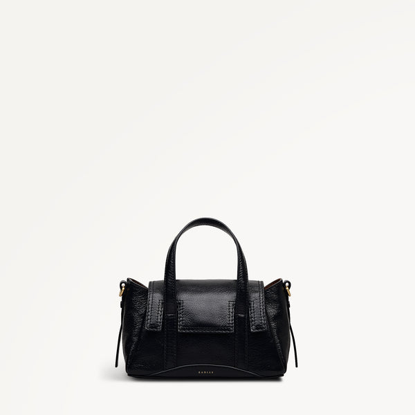 radley london The Chancery - High Shine Small Flapover Satchel Black - 113037