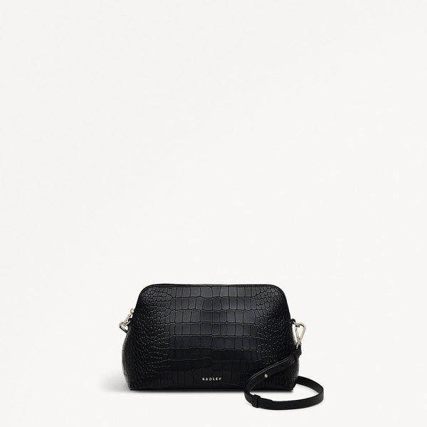 radley london ZipTop Black Faux Croc Crossbody | Liverpool Street Icon AW24 | Radley