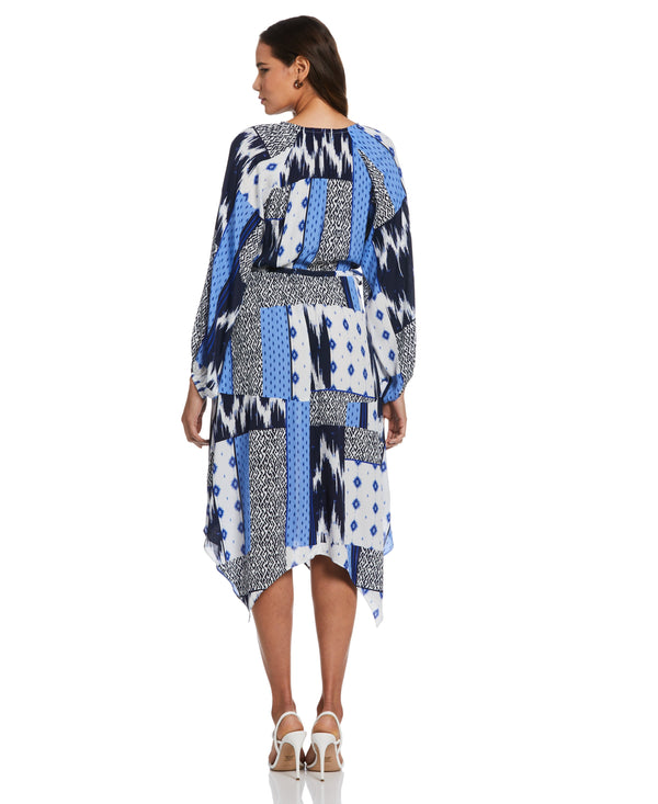 Rafaella Batik Print Raglan Sleeve Handkerchief Dress