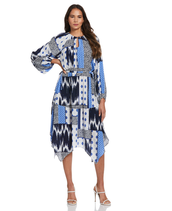 rafaella Batik Print Raglan Sleeve Handkerchief Dress