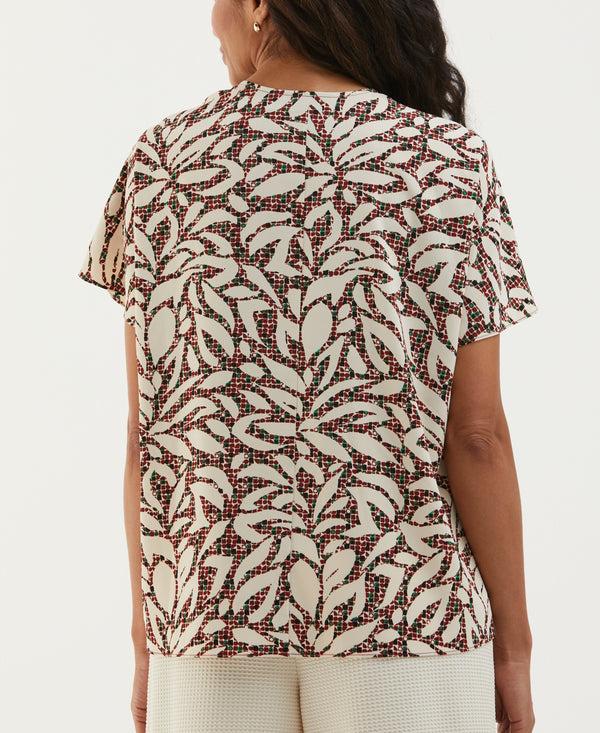 Rafaella Beach Geo Print Layered Dolman Sleeve Blouse