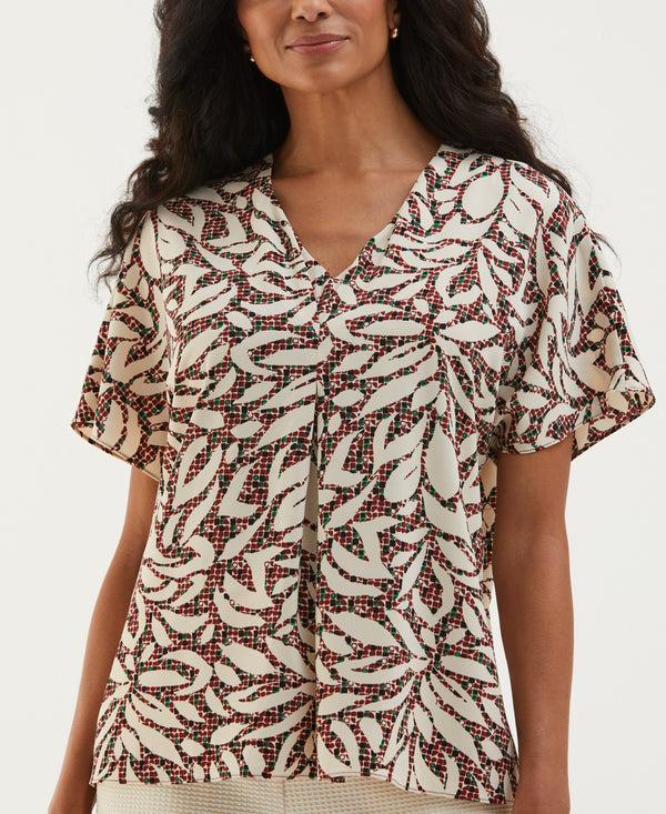 Rafaella Beach Geo Print Layered Dolman Sleeve Blouse