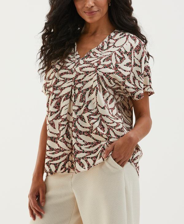 rafaella Beach Geo Print Layered Dolman Sleeve Blouse