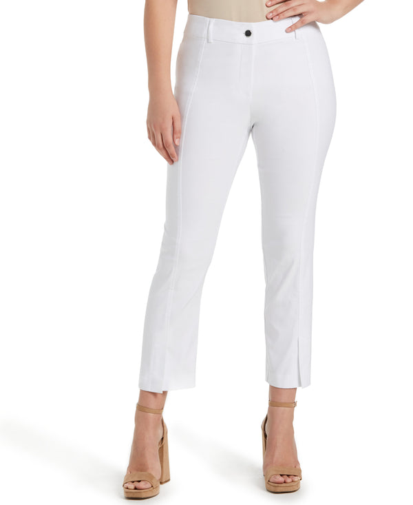 Rafaella Classic Fit Seamed Straight Leg Crop Pant With Vents